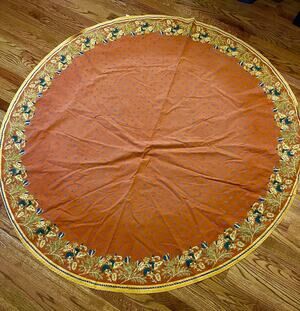 VTG Williams Sonoma Rust/Terracotta Provence 100% Cotton Tablecloth 70" Round